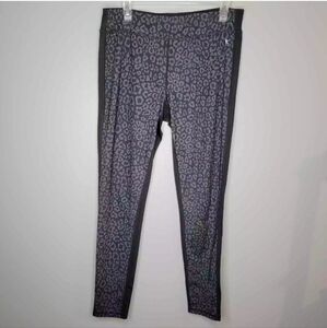 Danskin Now leggings size L gray black leopard print full length yoga‎ pants gym